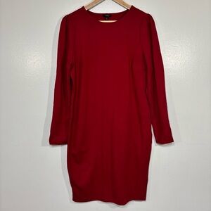 Talbots Solid Red Long Sleeve Fitted Knee Length Dress Size 14 Valentine’s Day